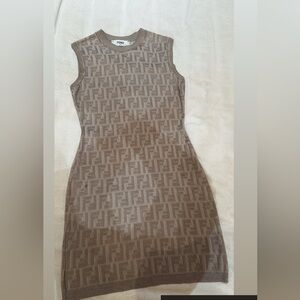 Fendi knit Tan Monogram Mini Dress